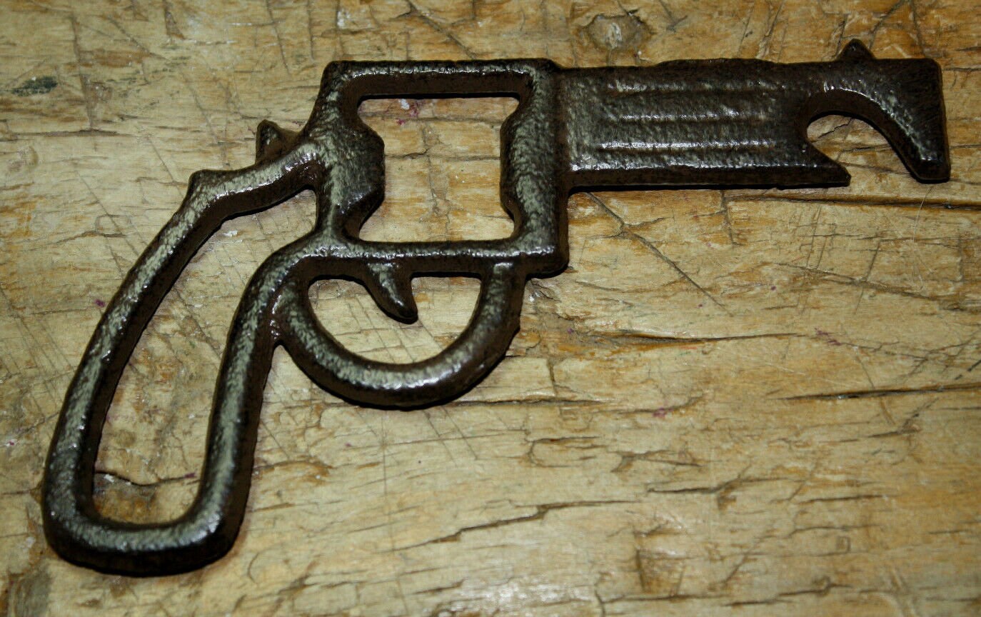 Cast Iron Rustic PISTOL Beer Bottle Opener Hand Gun Western Etsy