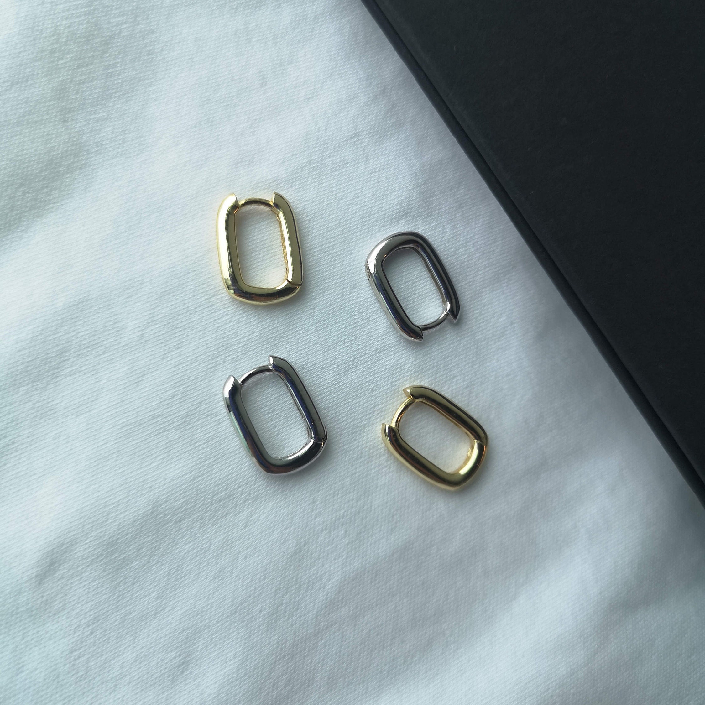 small rectangle hoop earrings