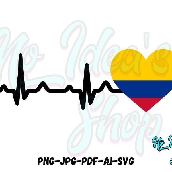 Corazon por Colombia- Colombian Heart - Colombian Heart SVG File - Hispanic Latino Digital Download