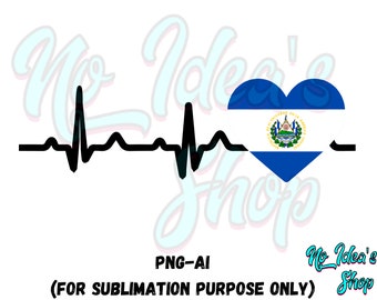 Corazon del Salvador - Salvadoreno de Corazon PNG - Sublimation Only