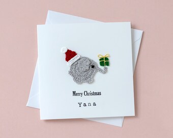 Personalized Elephant Christmas Card, Baby's First Christmas,