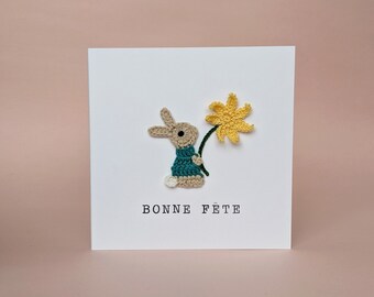 Carte Bonne fête personnalisée, Kid French Card, Happy Birthday Mom, Carte de lapin Bonne fête, Carte anniversaire, Birthday Bunny French