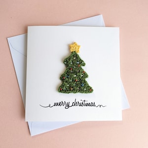 Carte de sapin de Noël au crochet, carte de joyeux Noël, carte de saison d'hiver, cartes de Noël, cartes de Noël