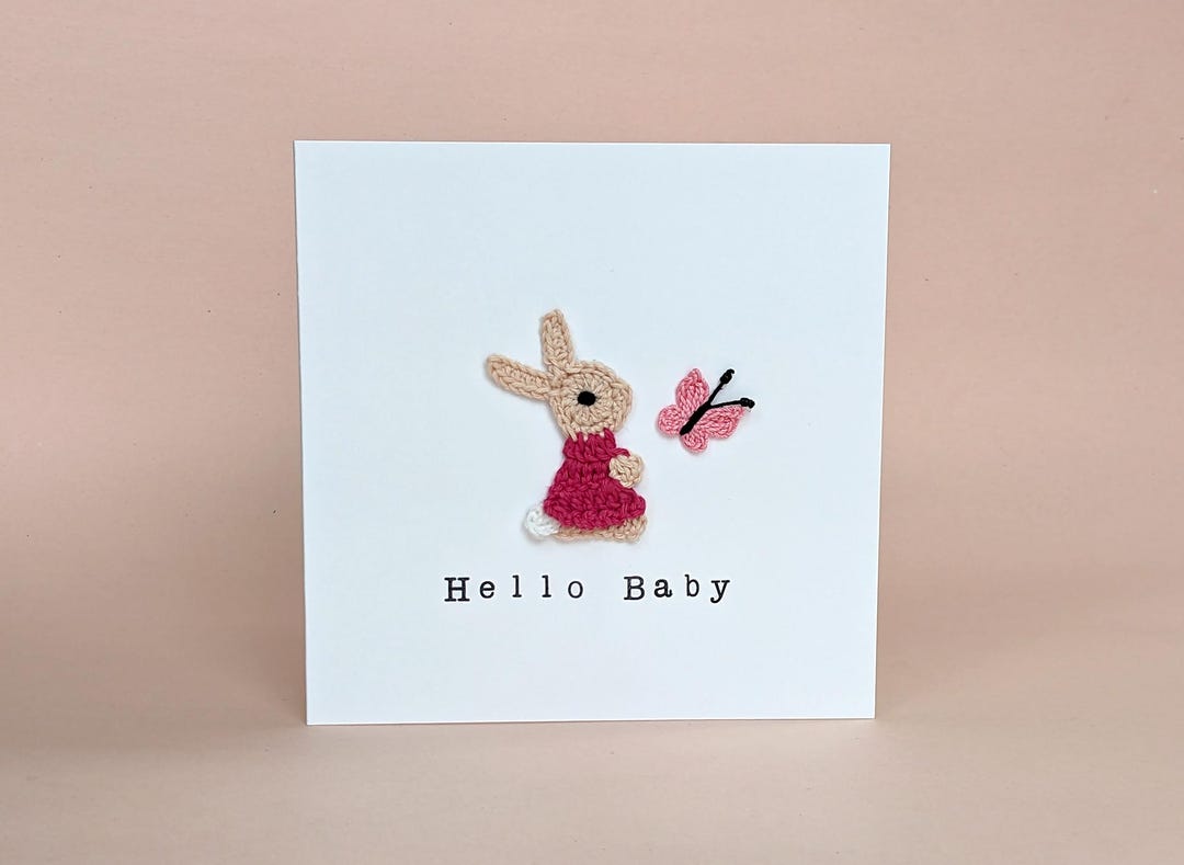 Personalised New Baby Card, Hello Baby Bunny Card, New Baby Boy / Girl ...