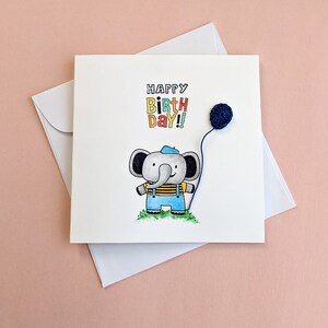 Carte d'anniversaire éléphant, carte d'anniversaire personnalisée, carte d'anniversaire d'enfant, carte de premier anniversaire, carte d'un ami spécial