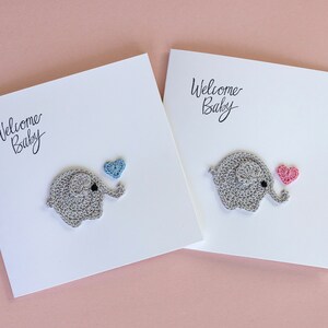 Welcome elephant baby card, Personalized Baby Elephant Card, New Baby Boy/Girl Card, Newborn card, Crochet Card, Cute Baby Greeting Card