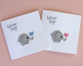 Crochet Elephant New Baby Card: Personalized Newborn Greeting