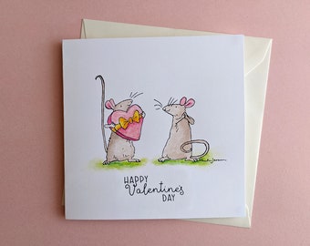 Valentine's Day Card, Mice Lovers Card, Kids Valentines Card, Love cards, Card for him / her,