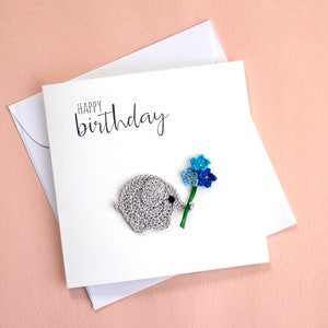 Carte d'anniversaire personnalisée éléphant, carte de joyeux anniversaire, carte spéciale, carte d'anniversaire éléphant au crochet avec fleurs