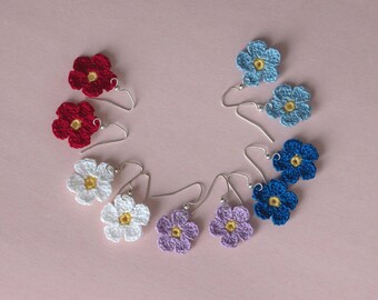 Flower Crochet Earrings, Handmade earrings, Daisy Flower Earrings, Floral Crochet Earrings