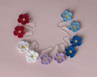 Flower Earrings, Boho Floral Earrings, Handmade Cotton Jewelry, Gift for her