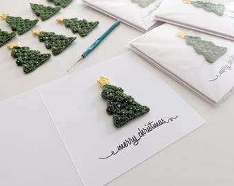 Set of Merry Christmas card, Handmade Holiday Greeting Cards Pack of 2 or 3