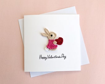Happy Valentine Rabbit, Valentine's Day Card, Rabbit Card, Kids Valentines Card, Best Friends Card, Love cards, Card for him / her