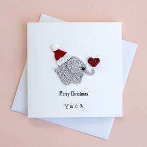 Carte de Noël éléphant personnalisée faite main, carte de Noël éléphant au crochet, carte de Noël spéciale enfants, première carte de Noël de bébé