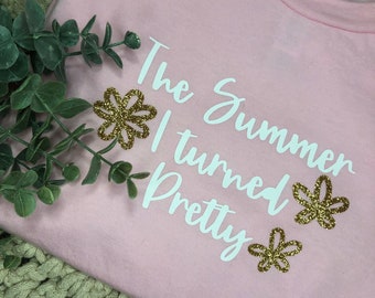 The Summer I turned Pretty tee shirt with flowers- team conrad fisher/ Jeremiah/ Belly Conklin/ Cam Cameron/ TSITP merch/ Beliz Apparel