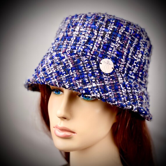 Blue Tweed Bucket Hats Fall Bucket Hats Winter Bucket Hatsbucket