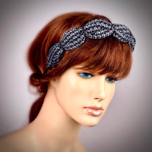 gray soft comfortable designer headband, summer headband, diadem for party, designs headband, stylish headband, wide headband, gray headband