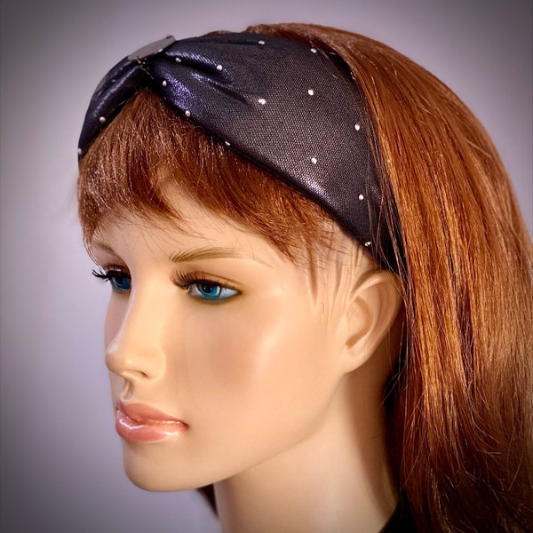 Black evening headband/ Diadema de noche negra/ Black headpiece/Black elegant headpiece/ Diadema negra