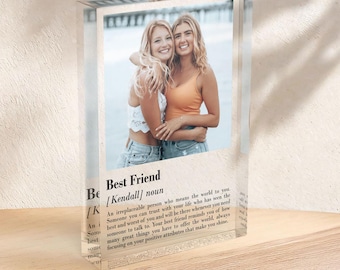 Personalised Best Friend Definition Thick Customized Acrylic Bestie Freestanding Plaque with Any Photo, Birthday Gift For Her, Bestie Gift