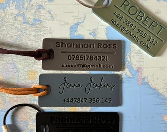 Personalised Luggage Tag | Custom Engraved Travel Tag with Name | Suitcase ID Tag | Baggage Tag, School Tag, Travel Accessory, Bag Tag DES5b
