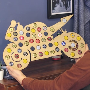 Motorcykel ölflaskkapsylsamlare present till honom, ölkapsylsamlare, ölkapsyldisplay, man cave-dekor, alla hjärtans dag-present till honom, pappapresenter