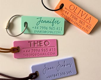 Personalised Luggage Tag | Custom Engraved Travel Tag with Name | Suitcase ID Tag | Baggage Tag, School Tag, Travel Accessory, Bag Tag DES5P