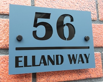 Personalised House Sign Mirror Back with Standoff Plaque, New Home Gift, Address Sign, First Home, Door Number