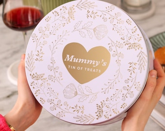 Personalised Gold Floral Cake Baking Tin For Mum, Personalized Cake Tin, Cake Storage Tin, Custom Cookie Tins, Mothers Day Gift, Mum Gifts