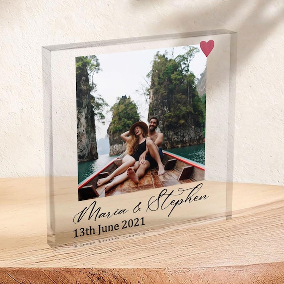 Personalised Names Date Valentines Plaque Photo Customized Acrylic