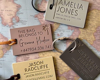 Personalised Luggage Tag | Custom Engraved Travel Tag with Name | Suitcase ID Tag | Baggage Tag, School Tag, Travel Accessory, Bag Tag DES1b