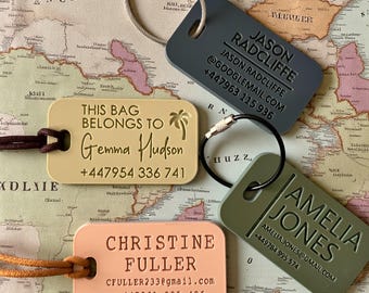 Personalised Luggage Tag | Custom Engraved Travel Tag with Name | Suitcase ID Tag | Baggage Tag, School Tag, Travel Accessory, Bag Tag DES2