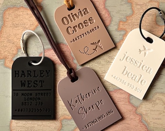 Personalised Luggage Tag | Custom Engraved Travel Tag with Name | Suitcase ID Tag | Baggage Tag, School Tag, Travel Accessory, Bag Tag DES3
