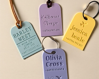 Personalised Luggage Tag | Custom Engraved Travel Tag with Name | Suitcase ID Tag | Baggage Tag School Tag, Travel Accessory, Bag Tag DES3Pb
