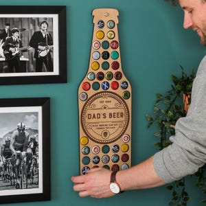 Decorazione murale personalizzata con bottiglie di birra per la casa, collezionista di tappi di birra, porta tappi di bottiglia, decorazione per caverna dell'uomo, arte con tappi di bottiglia di birra, decorazione murale con tappi di bottiglia