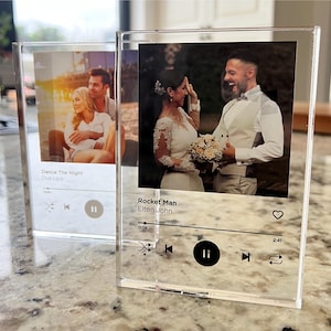 Personalised Song Music Plaque Thick Customized Acrylic Song Plaque with Any Photo Song Any Playlist Music Gift Music Prints Anniversary