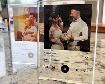 Personalised Song Music Plaque Thick Customized Acrylic Song Plaque with Any Photo Song Any Playlist Music Gift Music Prints Anniversary