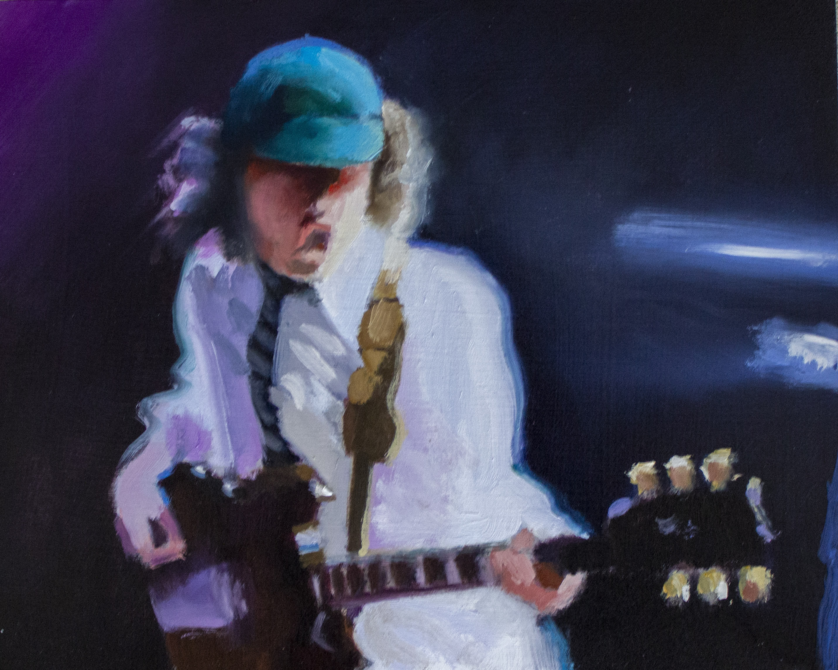 Angus Young AC/DC Original One of a Kind Oil Painting 8x10 Wood Panel ...