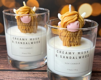 Highland Cow Scented Candle. Hand-poured and Vegan.