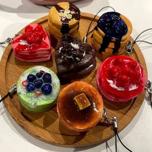 pancake charm keychain cute phone charm gift for food lover kawaii bag accessory miniature food charm polymer clay charm