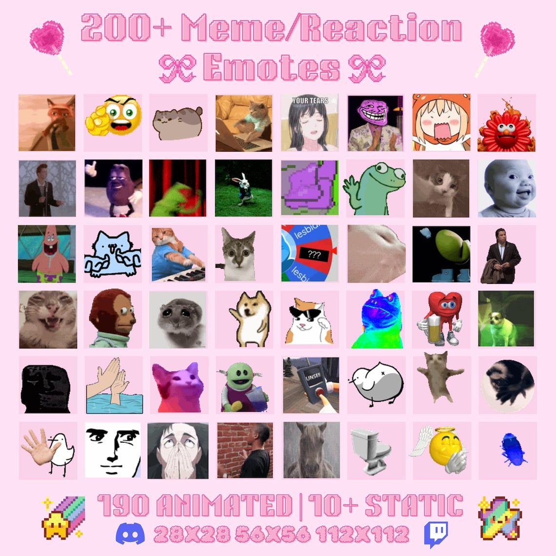 200 Funny Meme Emotes Pack | Animated GIF Twitch Emotes | Discord Meme ...