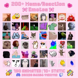 Paket med 200 roliga meme-emotes | Animerade GIF-emotes för Twitch | Discord-meme-emotes | Reaktionsemotes-paket | YouTube Kick Streamer