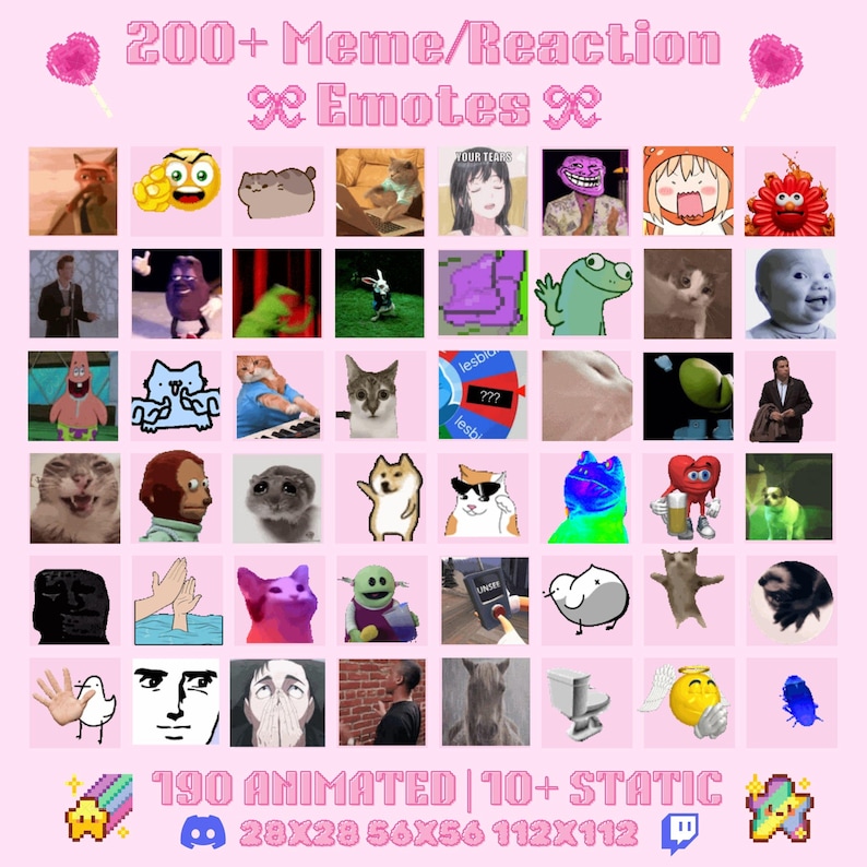 200 Funny Meme Emotes Pack | Animated GIF Twitch Emotes | Discord Meme ...