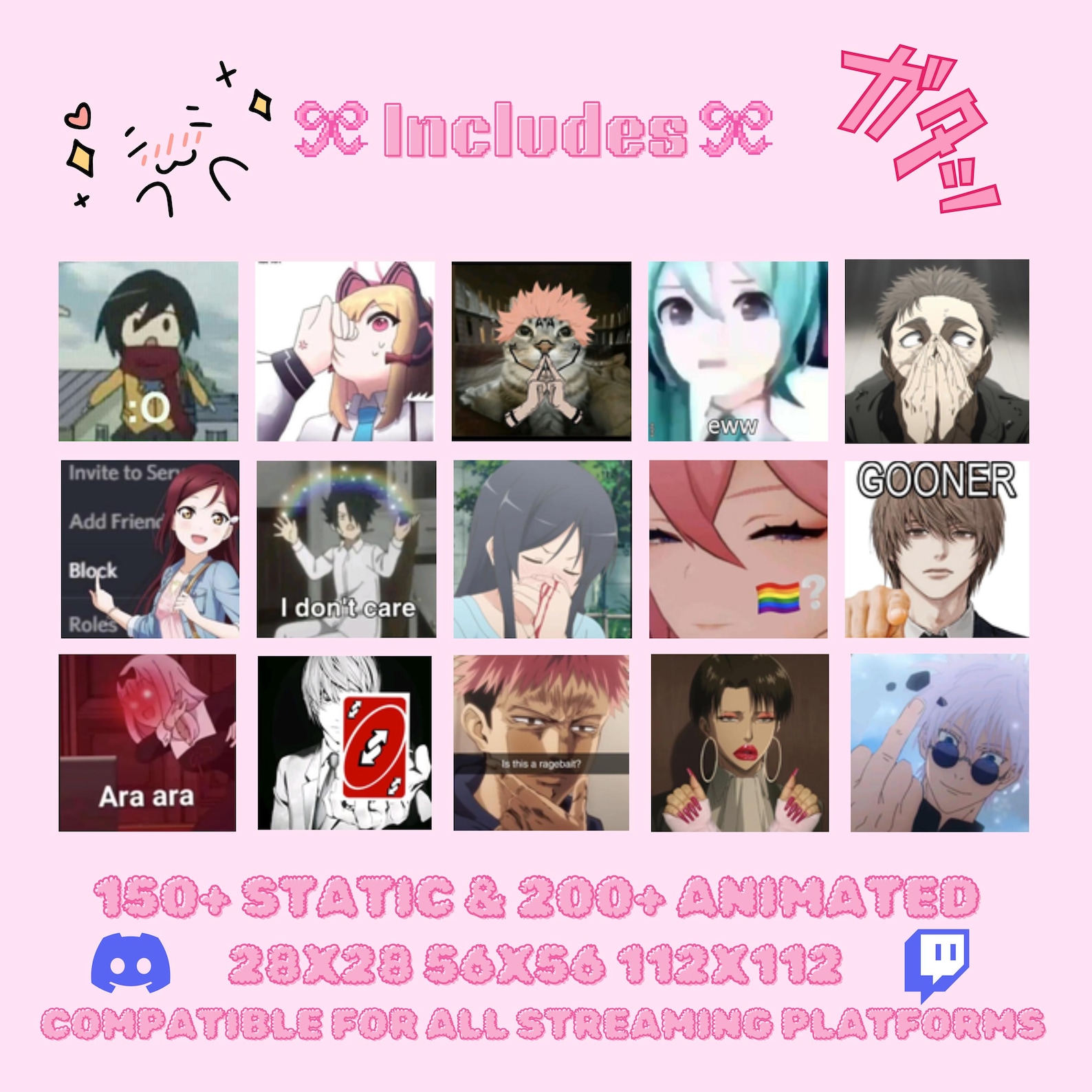 350+ Cute Chibi Anime Reaction Emotes Pack | Funny GIF Twitch Emotes ...