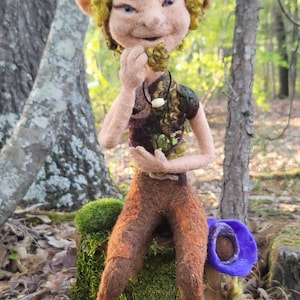 Puck. wire armature and needle felt doll.