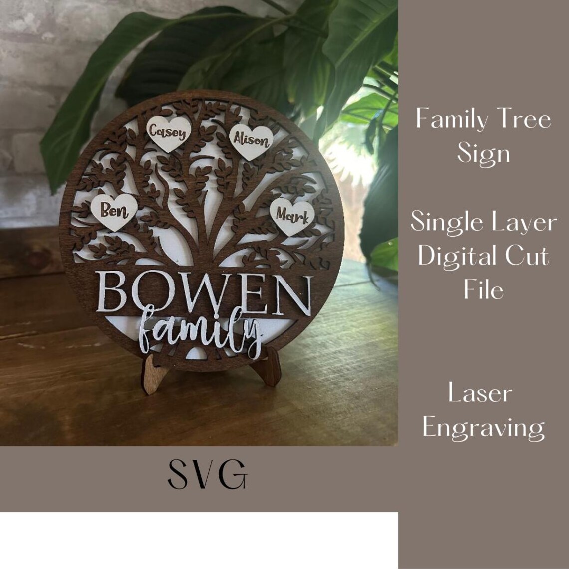 Family Tree SVG File, Laser Cut and Engrave, Vinyl Cut, Craft, Gift for ...