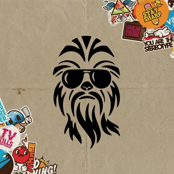 Chewbacca with sunglasses decal, Chewbacca Decal, Chewie Decal. Star Wars Decal, Sunglasses Decal, Death Star Decal