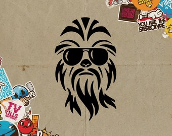 Chewbacca with sunglasses decal, Chewbacca Decal, Chewie Decal. Star Wars Decal, Sunglasses Decal, Death Star Decal