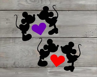Mickey and Minnie Kissing Vinyl Decal