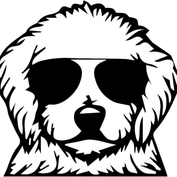 Goldendoodle with glasses Decal, Doodle Decal, Golden Decal, Dog Decal