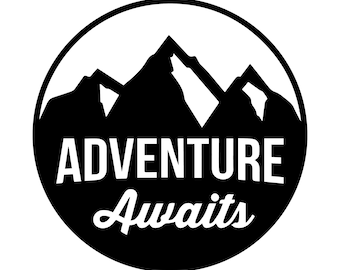 Adventure Awaits Decal | Mountain Car, RV, Camper Vinyl Sticker